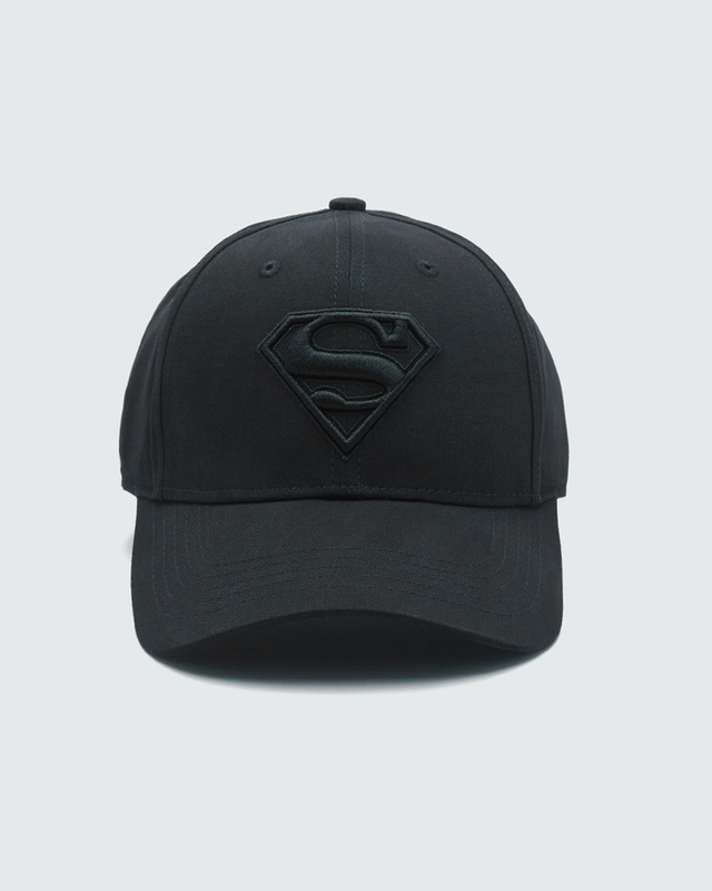 Shop Unisex Black Superman Shield Printed Baseball Cap-Front