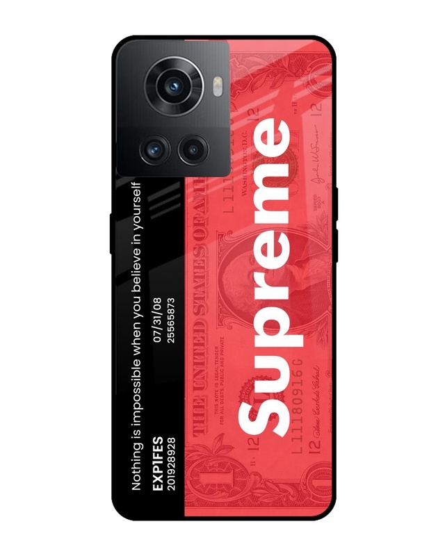 Shop Supreme Ticket Premium Glass Case for OnePlus 10R 5G (Shock Proof, Scratch Resistant)-Front
