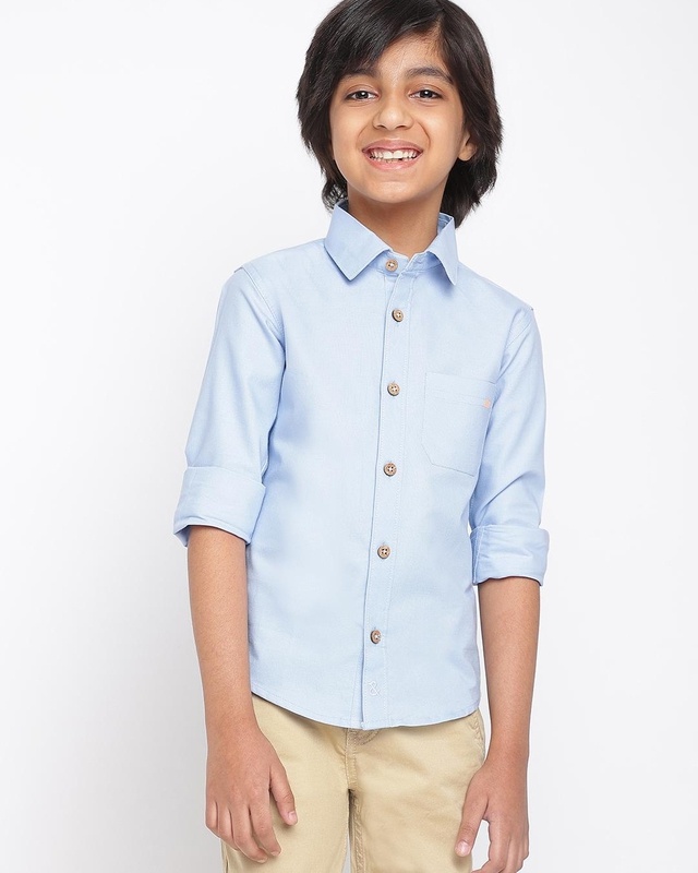 Shop Tales & Stories Boys Blue Shirt-Front