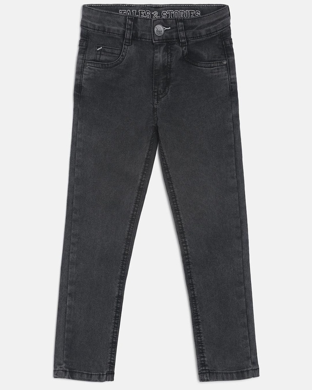 Shop Tales & Stories Boys Grey Slim Fit Jeans-Front