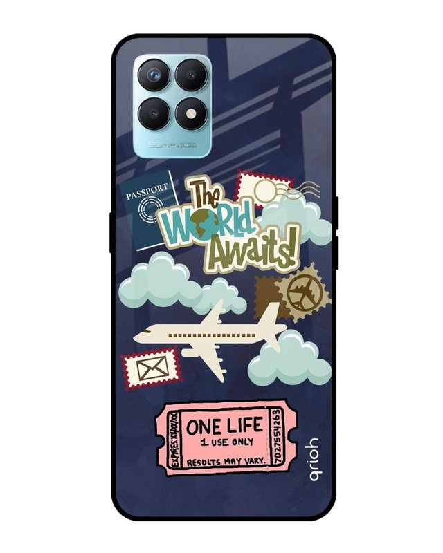 Shop Tour The World Printed Premium Glass Cover For Realme Narzo 50 (Shock Proof , Light weight)-Front