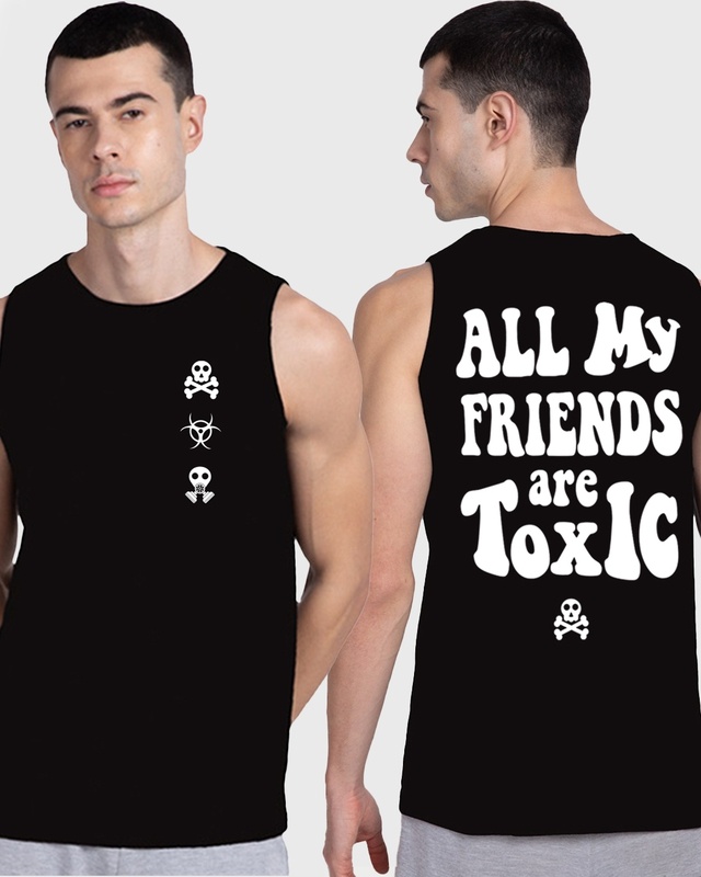 Shop Men's Black Toxic Typography Vest-Front