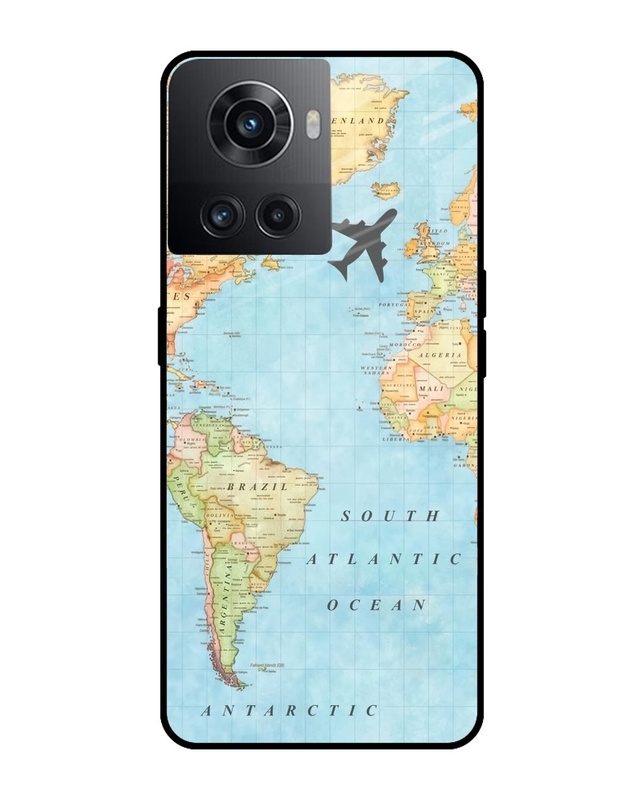 Shop Travel Map Premium Glass Case for OnePlus 10R 5G (Shock Proof, Scratch Resistant)-Front