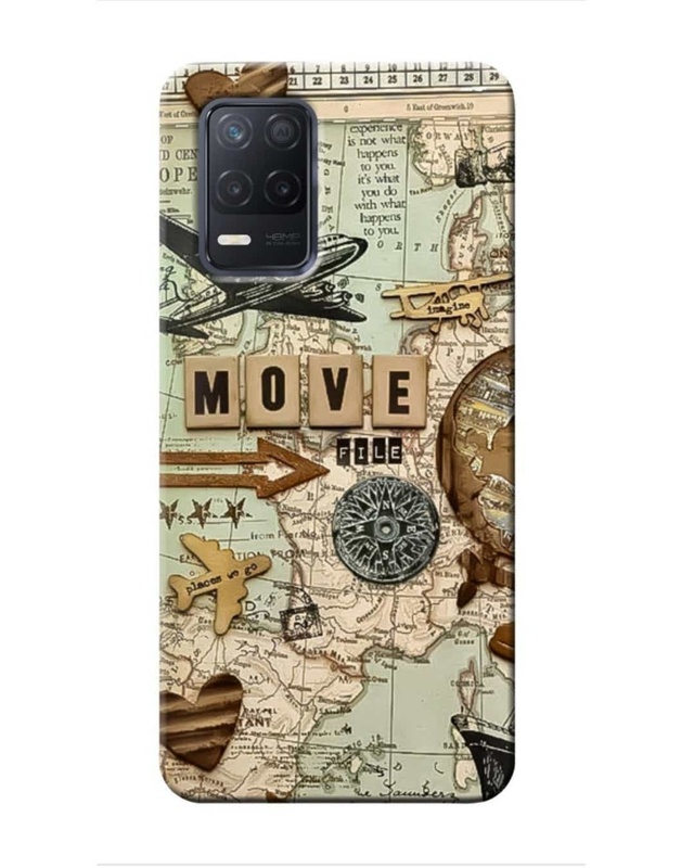 Shop Travel Map Printed Designer Hard Cover For Realme Narzo 30 A (Impact Resistant, Matte Finish)-Front