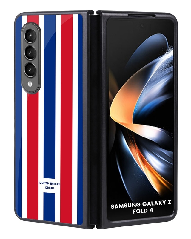 Shop Tricolor Flag Premium Glass Case for Samsung Galaxy Z Fold4 5G (Shock Proof, Scratch Resistant)-Front