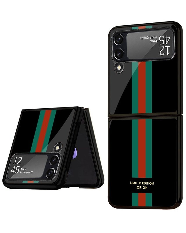 Shop Tricolor Palette Premium Glass Case for Samsung Galaxy Z Flip4 5G (Shock Proof, Scratch Resistant)-Front