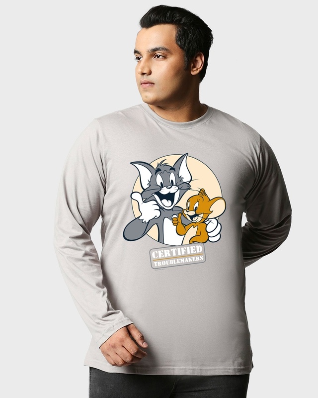 Shop Men's Grey Troublemaker Graphic Printed Plus Size T-shirt-Front
