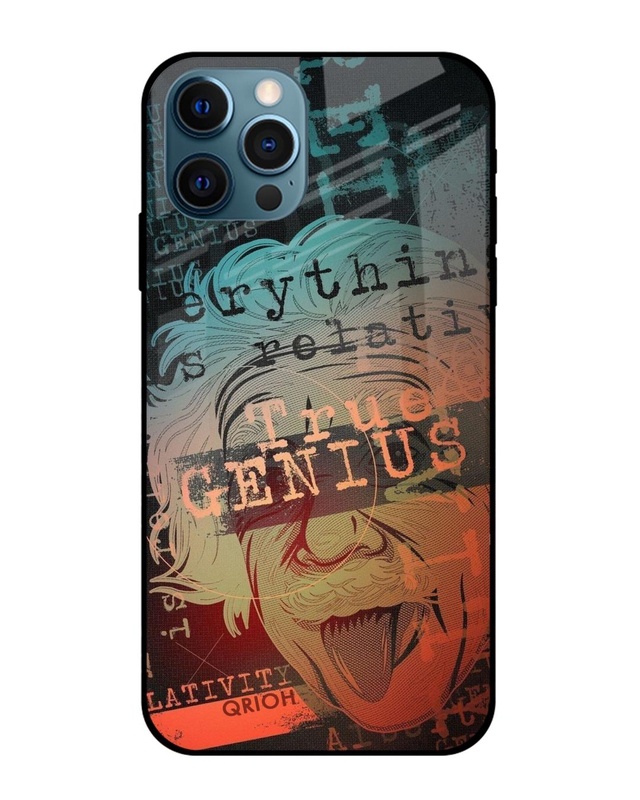 Shop True Genius Typography Premium Glass Cover For iPhone 12 Pro Max (Impact Resistant, Matte Finish)-Front