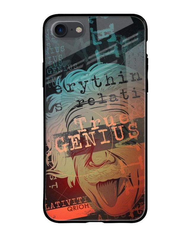 Shop True Genius Typography Premium Glass Cover For iPhone SE 2020 (Impact Resistant, Matte Finish)-Front