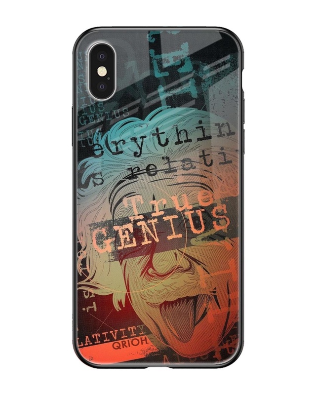 Shop True Genius Typography Premium Glass Cover For iPhone XS (Impact Resistant, Matte Finish)-Front