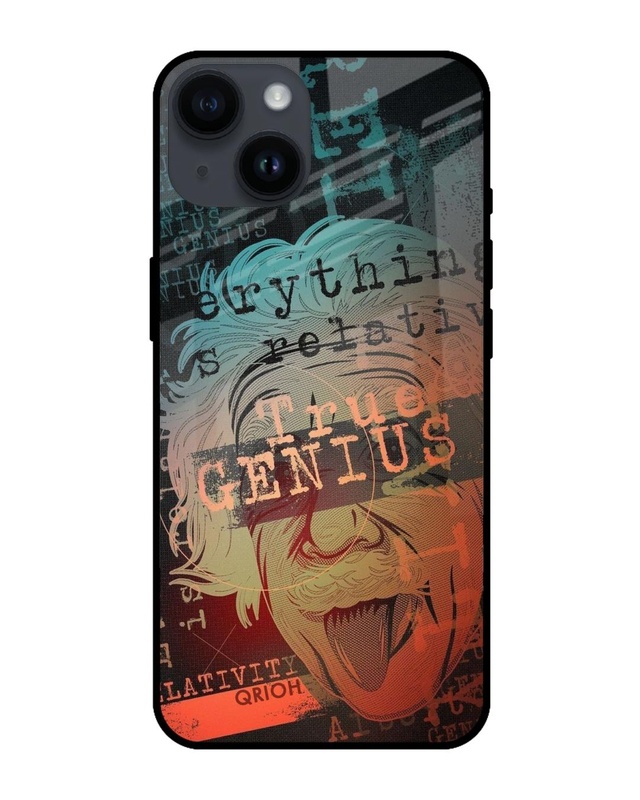 Shop True Genius Typography Premium Glass Cover for Apple iPhone 14 (Shock Proof, Scratch Resistant)-Front