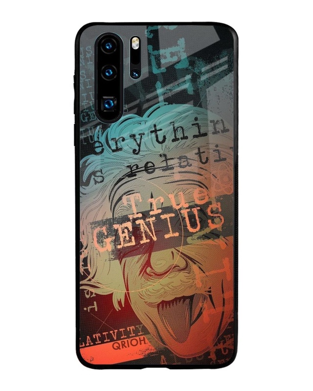 Shop True Genius Typography Premium Glass Cover For Huawei P30 Pro (Impact Resistant, Matte Finish)-Front