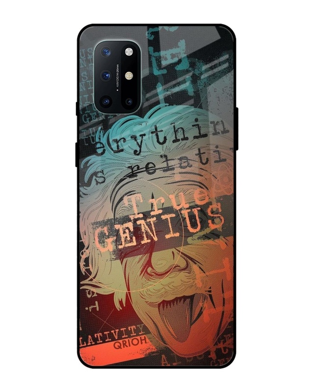 Shop True Genius Typography Premium Glass Cover For OnePlus 8T (Impact Resistant, Matte Finish)-Front