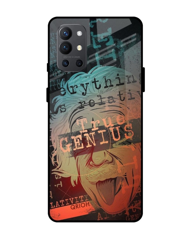Shop True Genius Typography Premium Glass Cover For OnePlus 9R (Impact Resistant, Matte Finish)-Front