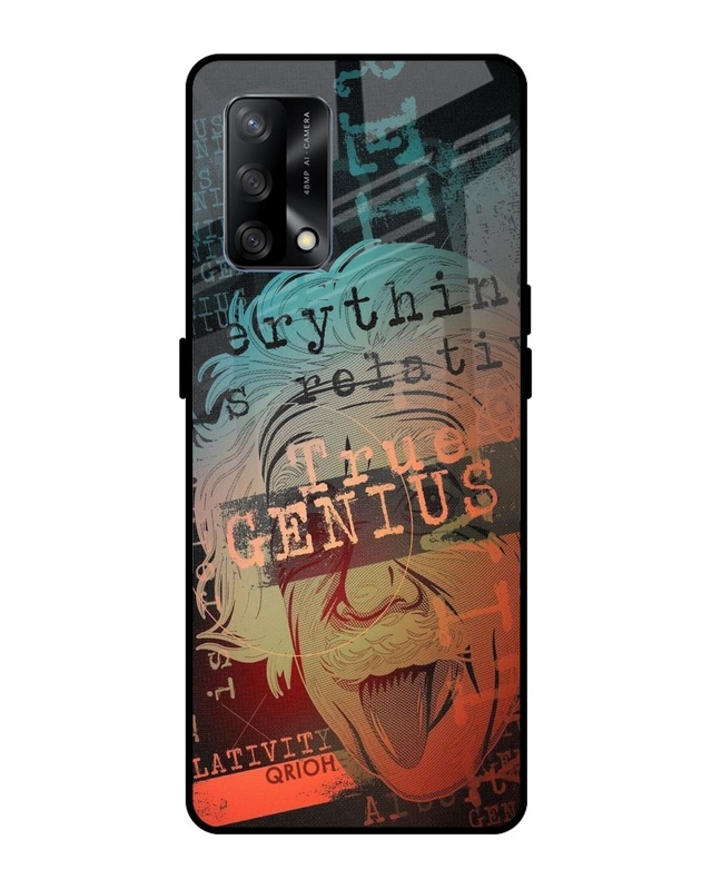 Shop True Genius Typography Premium Glass Cover For Oppo F19 (Impact Resistant, Matte Finish)-Front