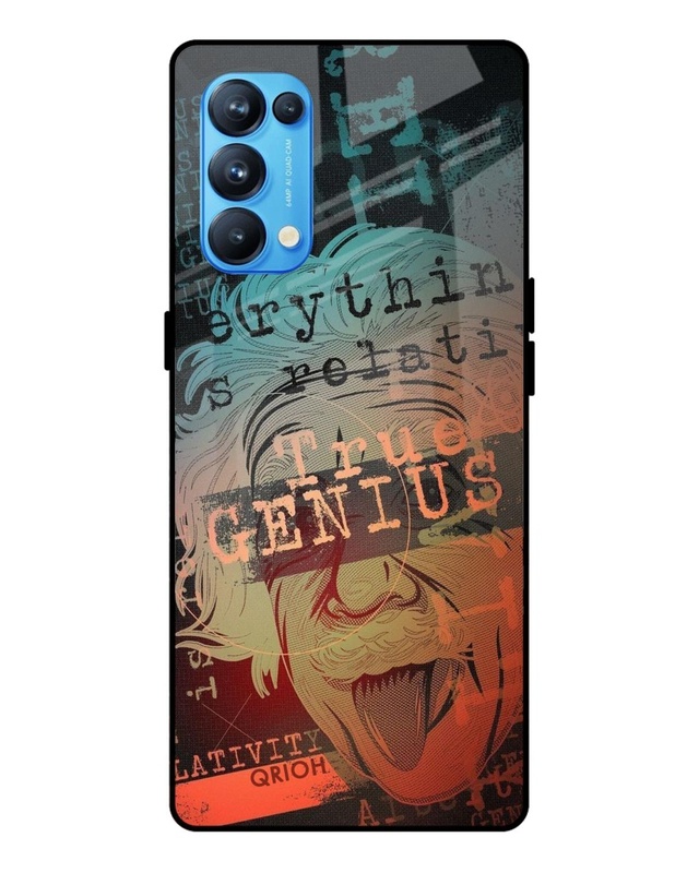 Shop True Genius Typography Premium Glass Cover For Oppo Reno 5 Pro (Impact Resistant, Matte Finish)-Front