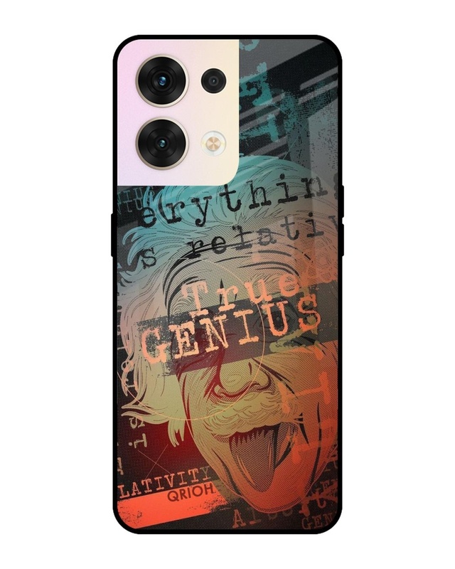 Shop True Genius Typography Premium Glass Cover for Oppo Reno8 5G (Shock Proof, Scratch Resistant)-Front