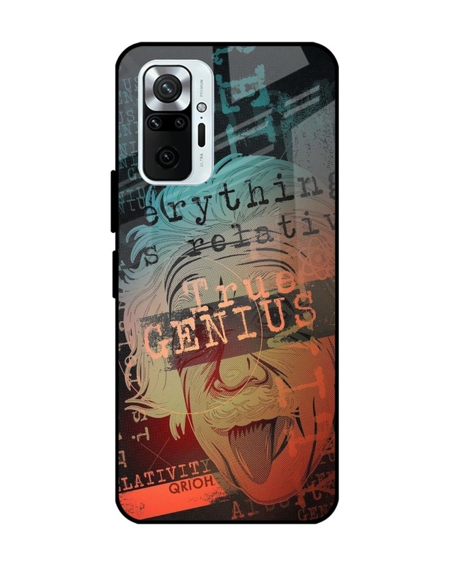 Shop True Genius Typography Premium Glass Cover For Xiaomi Redmi Note 10 Pro Max (Matte Finish)-Front