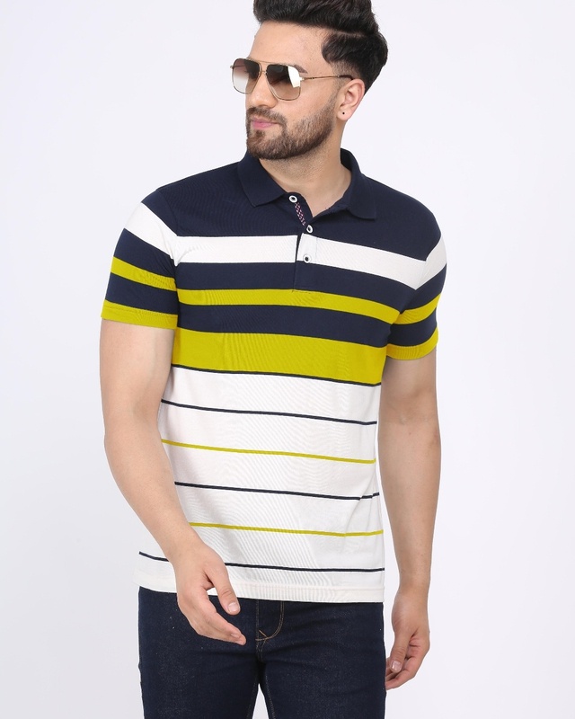 Shop Try This Men's Yellow Striped T-shirt-Front