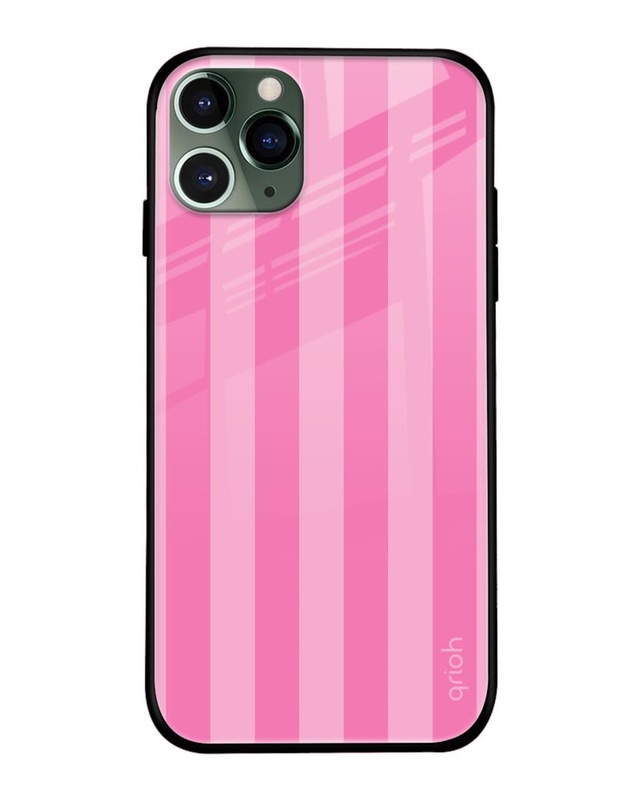 Shop Unicorn Pink Stripe Premium Glass Case for Apple iPhone 11 Pro Max (Shock Proof, Scratch Resistant)-Front
