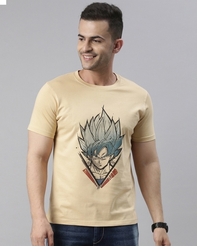 Shop Unisex Beige Goku - Dragon Ball Z Anime T-shirt-Front