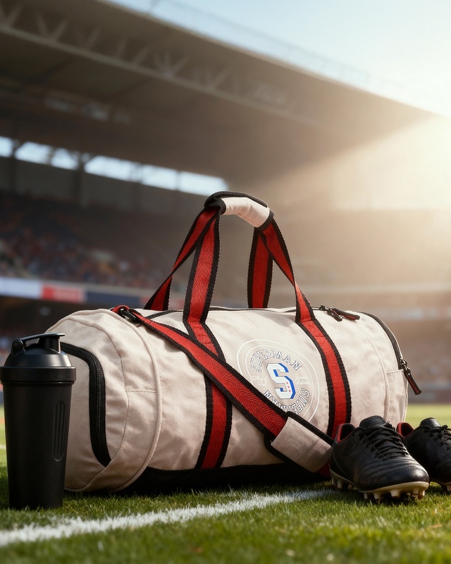 Shop Unisex Beige Superman Varsity Typography Duffel Bag-Front
