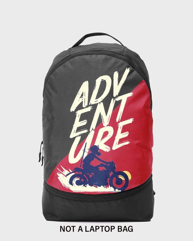 Shop Unisex Black Adventure Printed Small Backpack-Front