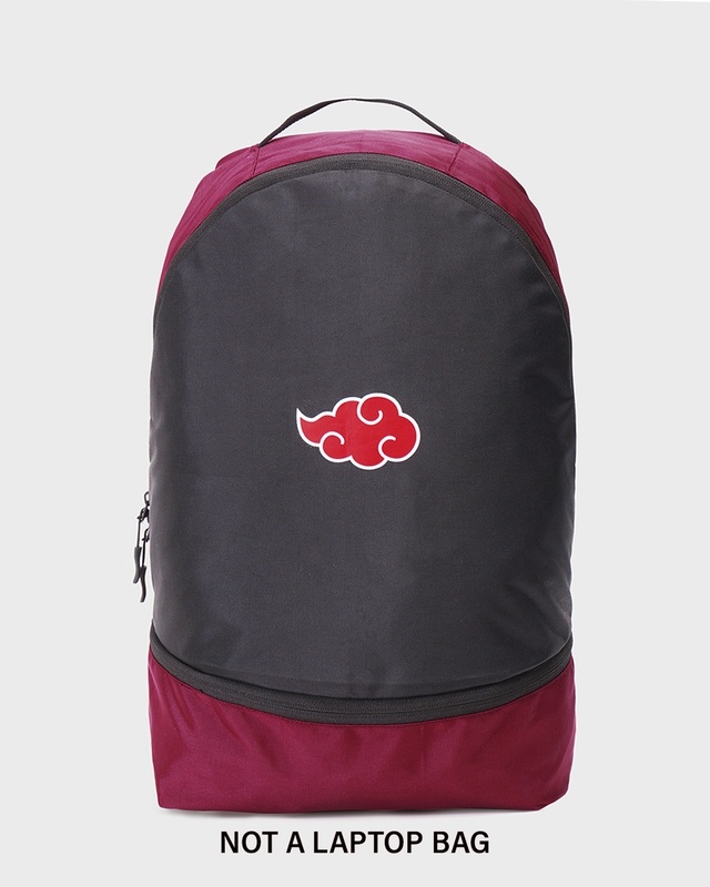 Shop Unisex Black Akatsuki Cloud Printed Small Backpack-Front