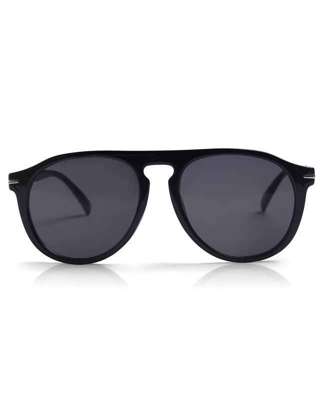 Shop Unisex Black Aviator UV Protected Lens Sunglasses-Front