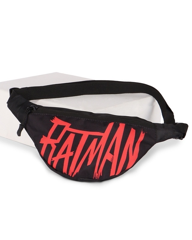 Shop Unisex Black Bat Signal Printed Fanny Bag-Front