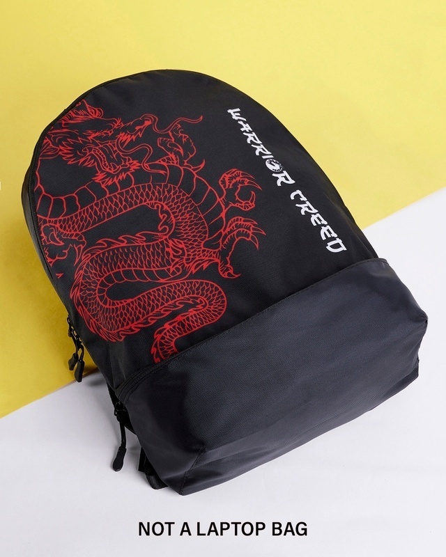 Shop Unisex Black Dragon Warrior Small Backpack-Front