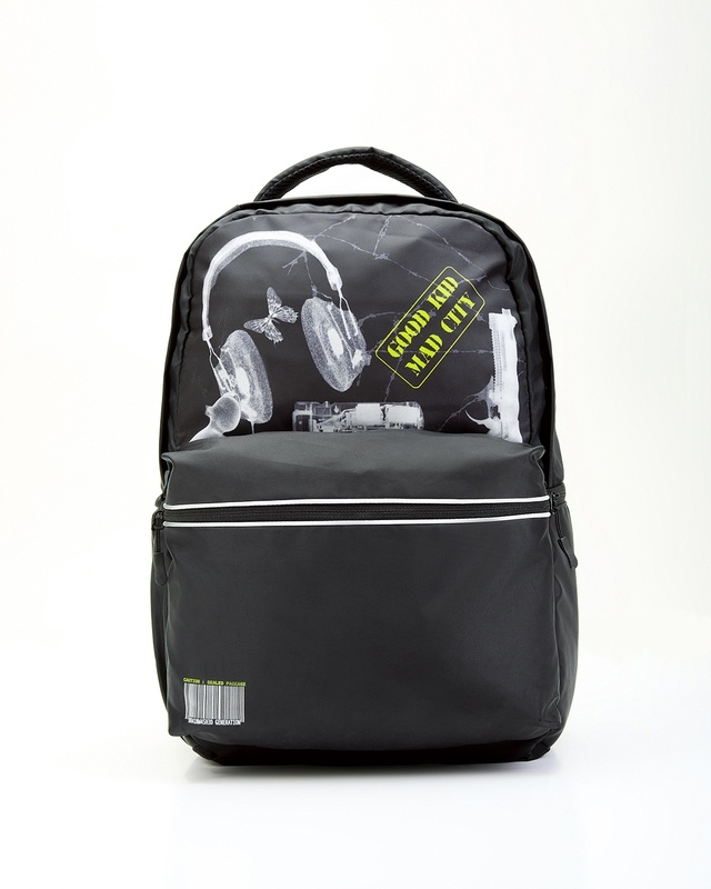 Shop Unisex Black GKMC Printed Laptop Backpack-Front