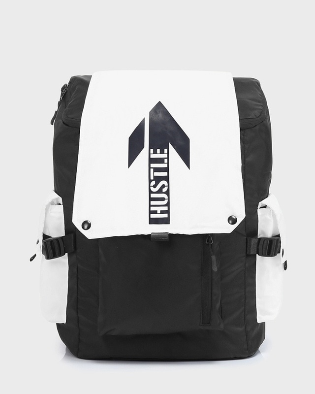 Shop Unisex Black Hustle Printed Backpack-Front