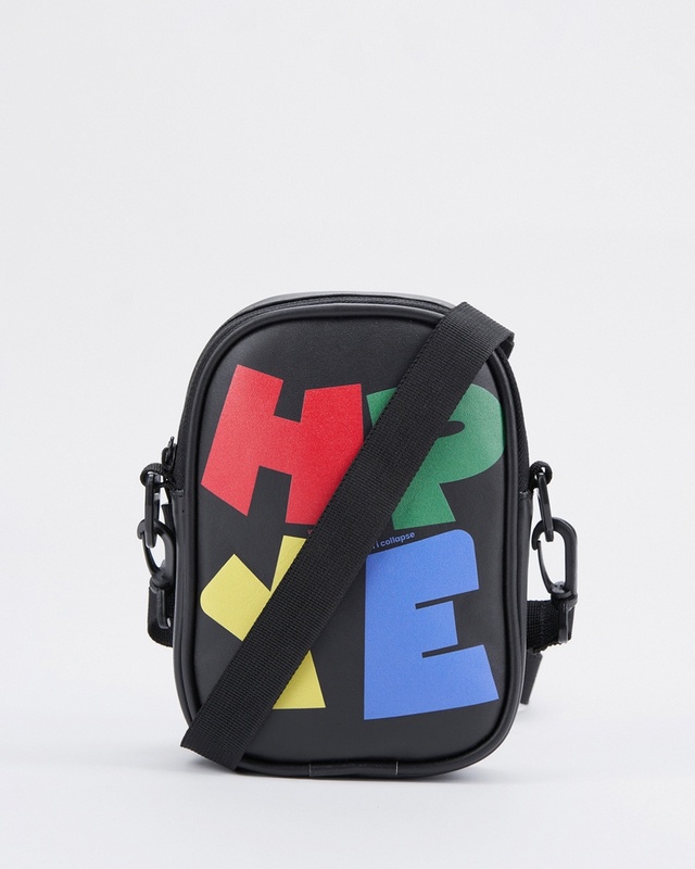 Shop Unisex Black Hype Gang Typography Sling Bag-Front