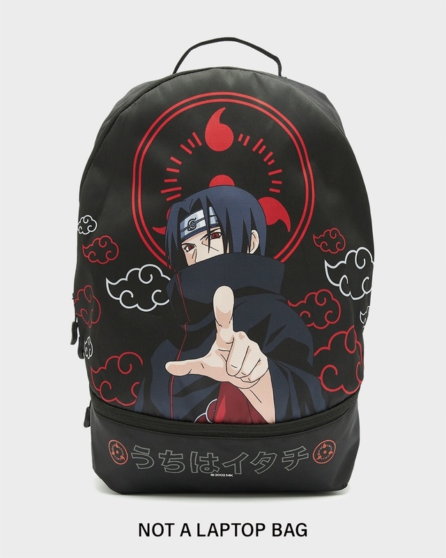 Shop Unisex Black Itachi Peace Printed Small Backpack-Front