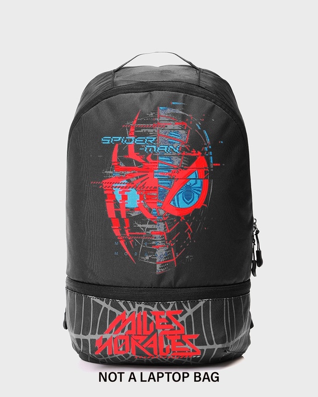 Shop Unisex Black Miles Morales Printed Small Backpack-Front