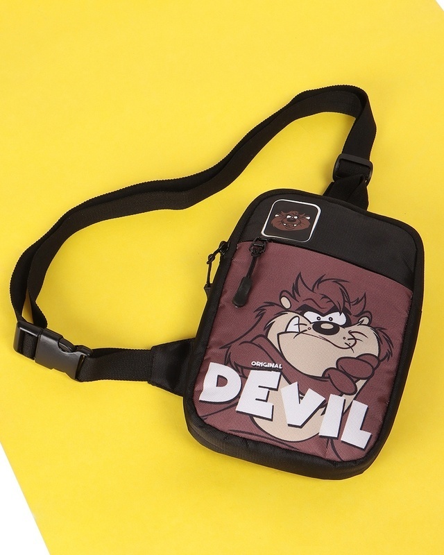 Shop Unisex Black Original Devil Printed Sling Bag-Front