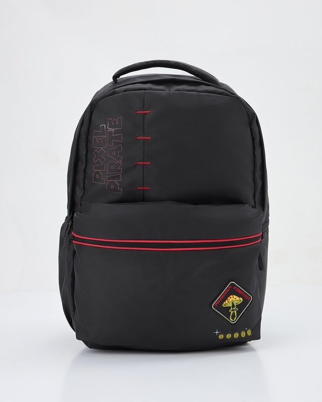Shop Unisex Black Pixel Pirate Printed Laptop Backpack-Front