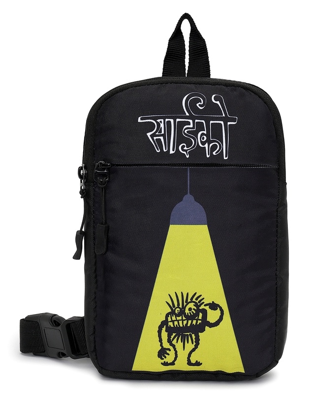Shop Unisex Black Psycho Printed Sling Bag-Front
