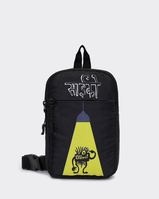 Shop Unisex Black Psycho Printed Sling Bag-Front