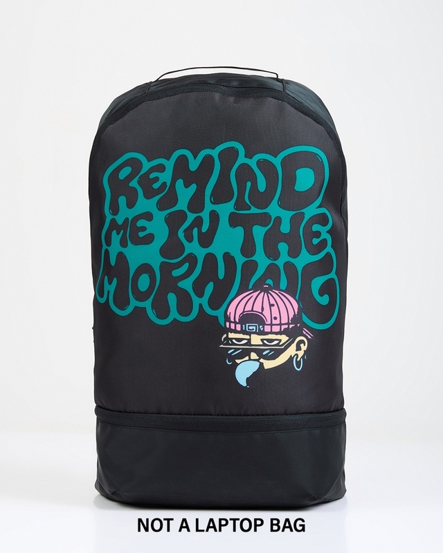 Shop Unisex Black Remind Me Printed Backpack-Front