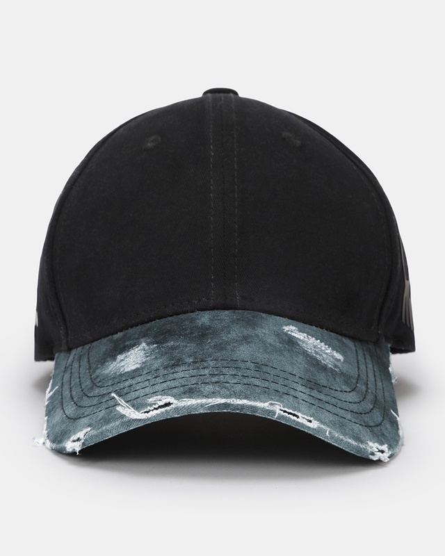 Shop Unisex Black Shadowjaw Printed Distressed Acid Wash Baseball Cap-Front