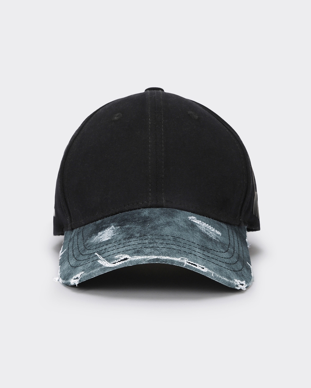Shop Unisex Black Shadowjaw Printed Distressed Acid Wash Baseball Cap-Front