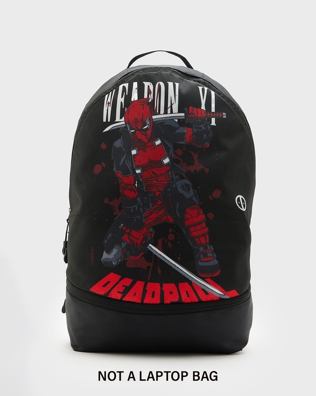 Shop Unisex Black Weapon Xi Deadpool Printed Small Backpack-Front