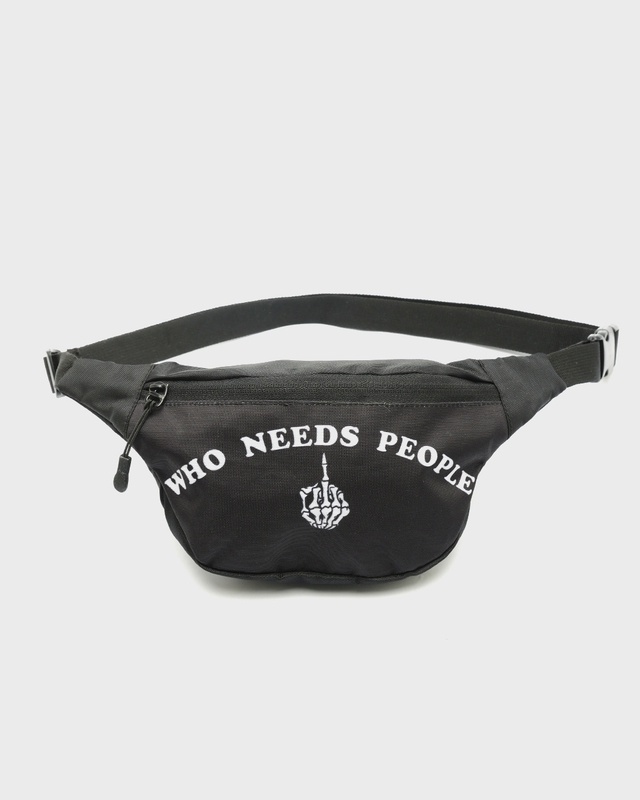 Shop Unisex Black Who Needs People Printed Fanny Bag-Front