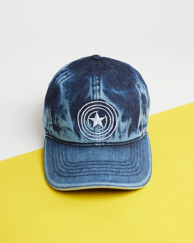 Shop Unisex Blue Captain America Baseball Cap-Front