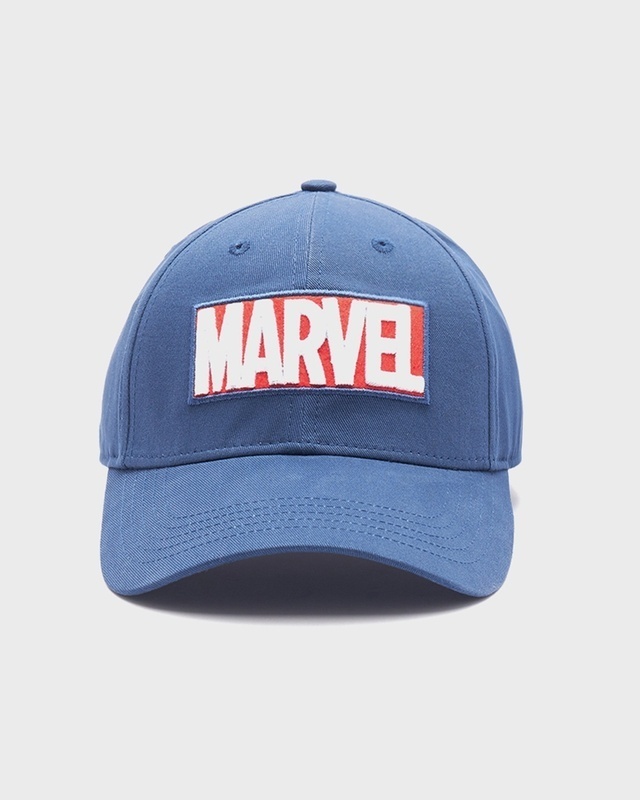 Shop Unisex Blue Marvel Embroidered Baseball Cap-Front