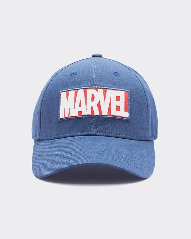 Shop Unisex Blue Marvel Embroidered Baseball Cap-Front