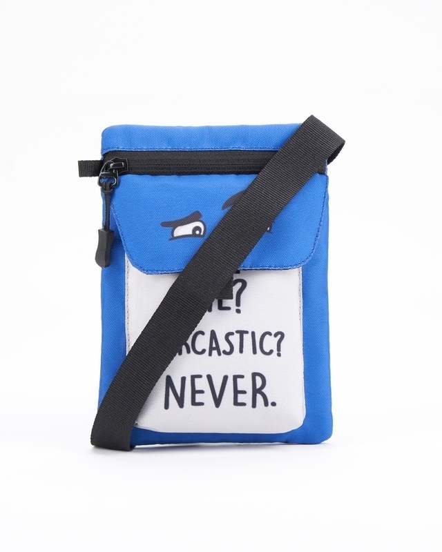Shop Unisex Blue Sarcastic Me Typography Sling Bag-Front