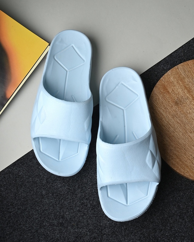 Shop Unisex Blue Sliders-Front